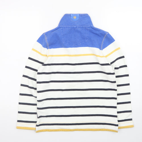 FatFace Teens Multicoloured Striped Long Sleeve Cotton Zip Neck Top Size 10
