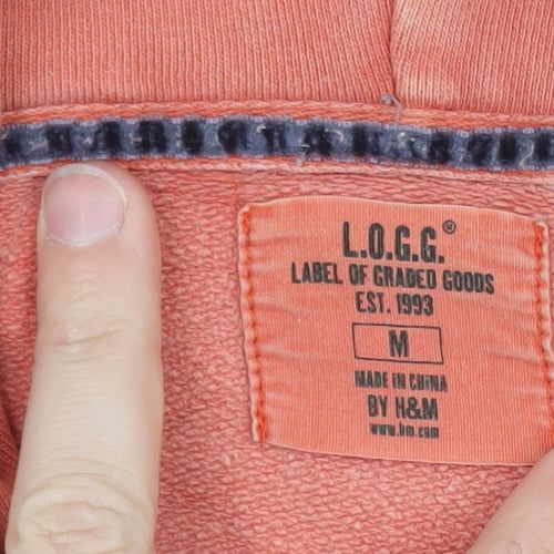 H&M L.O.G.G Women’s Coral Pullover Hoodie Size M Casual Cotton