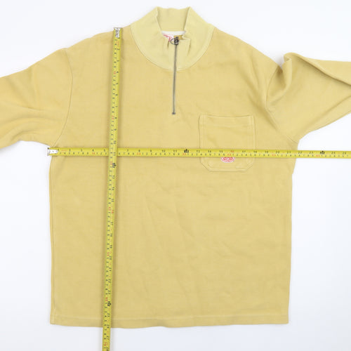 Armor Lux Men's Beige 1/2 Zip Cotton Mock Neck Sweatshirt M