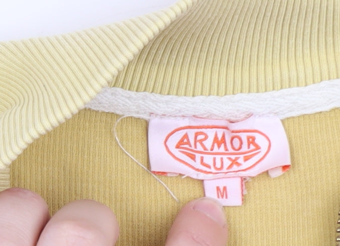Armor Lux Men's Beige 1/2 Zip Cotton Mock Neck Sweatshirt M