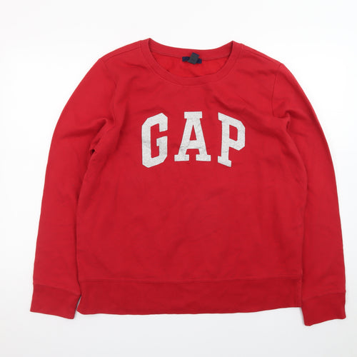 GAP Womens Red Logo Crew Neck Pullover Sweatshirt Size L