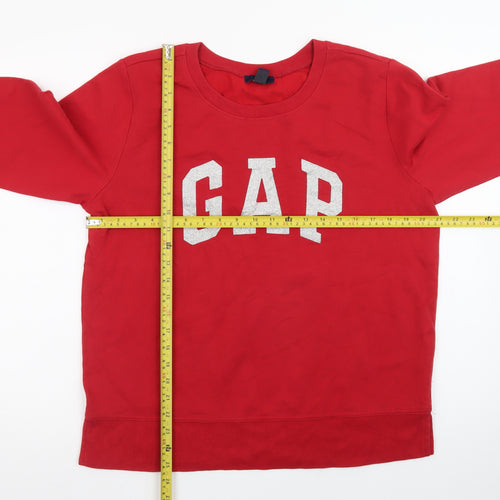 GAP Womens Red Logo Crew Neck Pullover Sweatshirt Size L