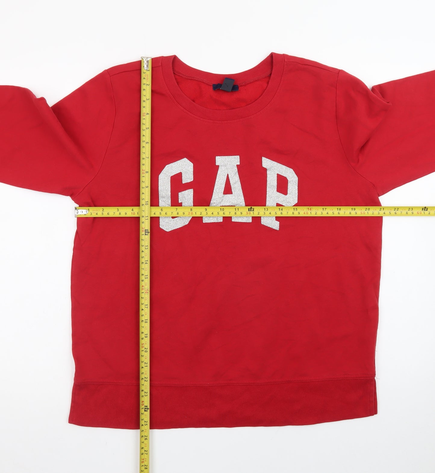 GAP Womens Red Logo Crew Neck Pullover Sweatshirt Size L