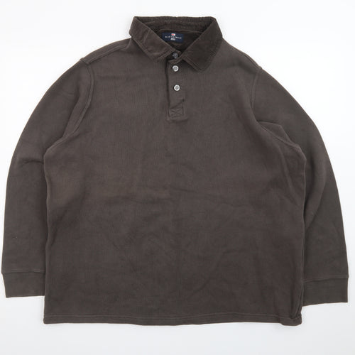 Marks & Spencer Men’s Brown Henley Sweatshirt Large Cotton Blend