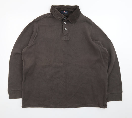 Marks & Spencer Men’s Brown Henley Sweatshirt Large Cotton Blend