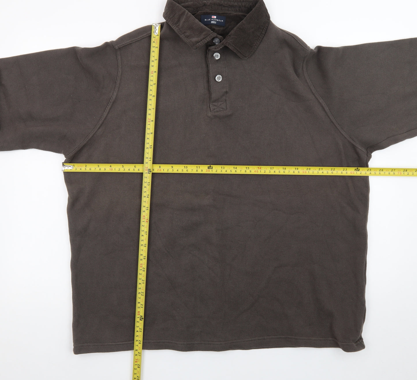 Marks & Spencer Men’s Brown Henley Sweatshirt Large Cotton Blend