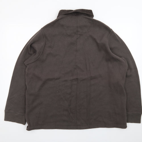 Marks & Spencer Men’s Brown Henley Sweatshirt Large Cotton Blend