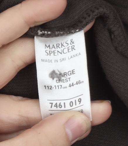 Marks & Spencer Men’s Brown Henley Sweatshirt Large Cotton Blend
