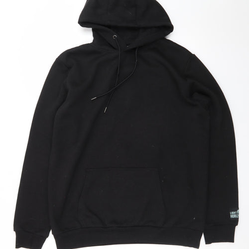 Livergy Men's Black Pullover Hoodie Size L Regular Fit Fleece