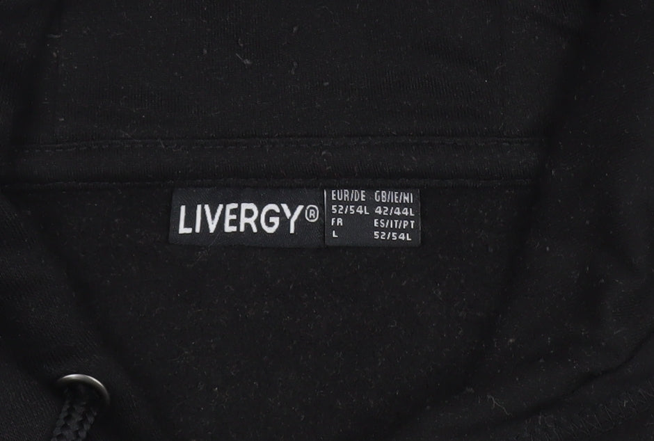 Livergy Men's Black Pullover Hoodie Size L Regular Fit Fleece