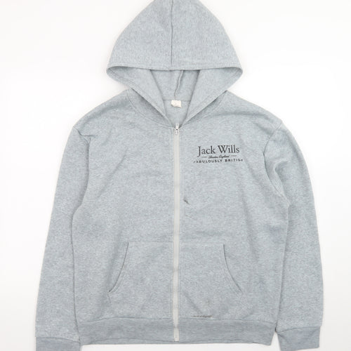 Jack Wills Men's Grey Full Zip Hoodie L Regular Fit