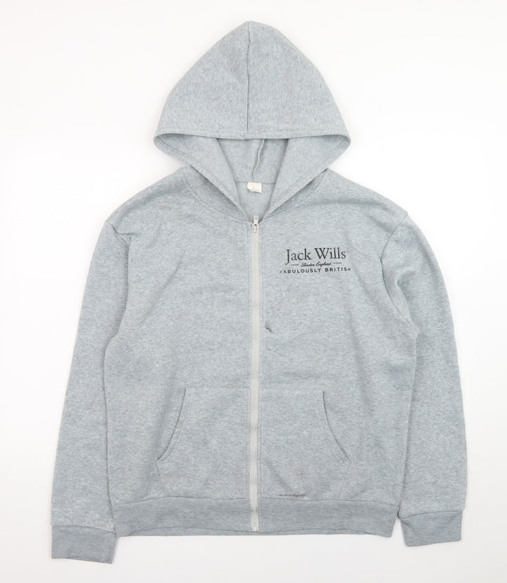 Jack Wills Men's Grey Full Zip Hoodie L Regular Fit