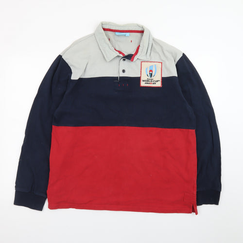 Rugby World Cup 2019 Men’s Navy Red Grey XL Long Sleeve Polo Shirt
