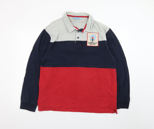 Rugby World Cup 2019 Men’s Navy Red Grey XL Long Sleeve Polo Shirt