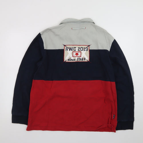 Rugby World Cup 2019 Men’s Navy Red Grey XL Long Sleeve Polo Shirt