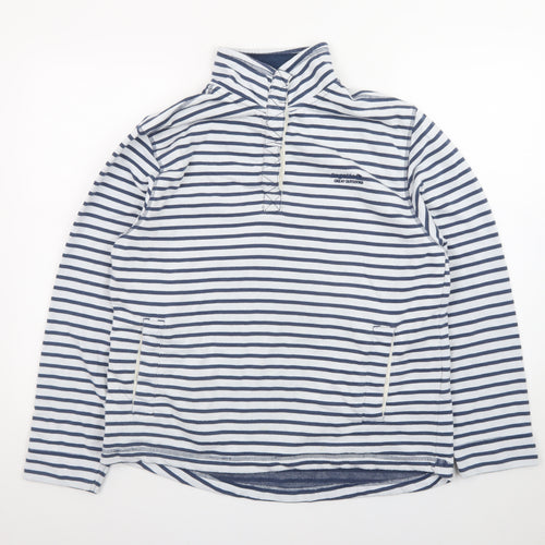 Regatta Women Blue White Stripe 1/4 Zip Pullover Sweatshirt UK 16