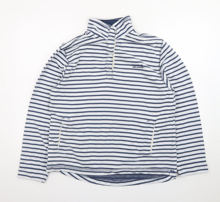 Regatta Women Blue White Stripe 1/4 Zip Pullover Sweatshirt UK 16