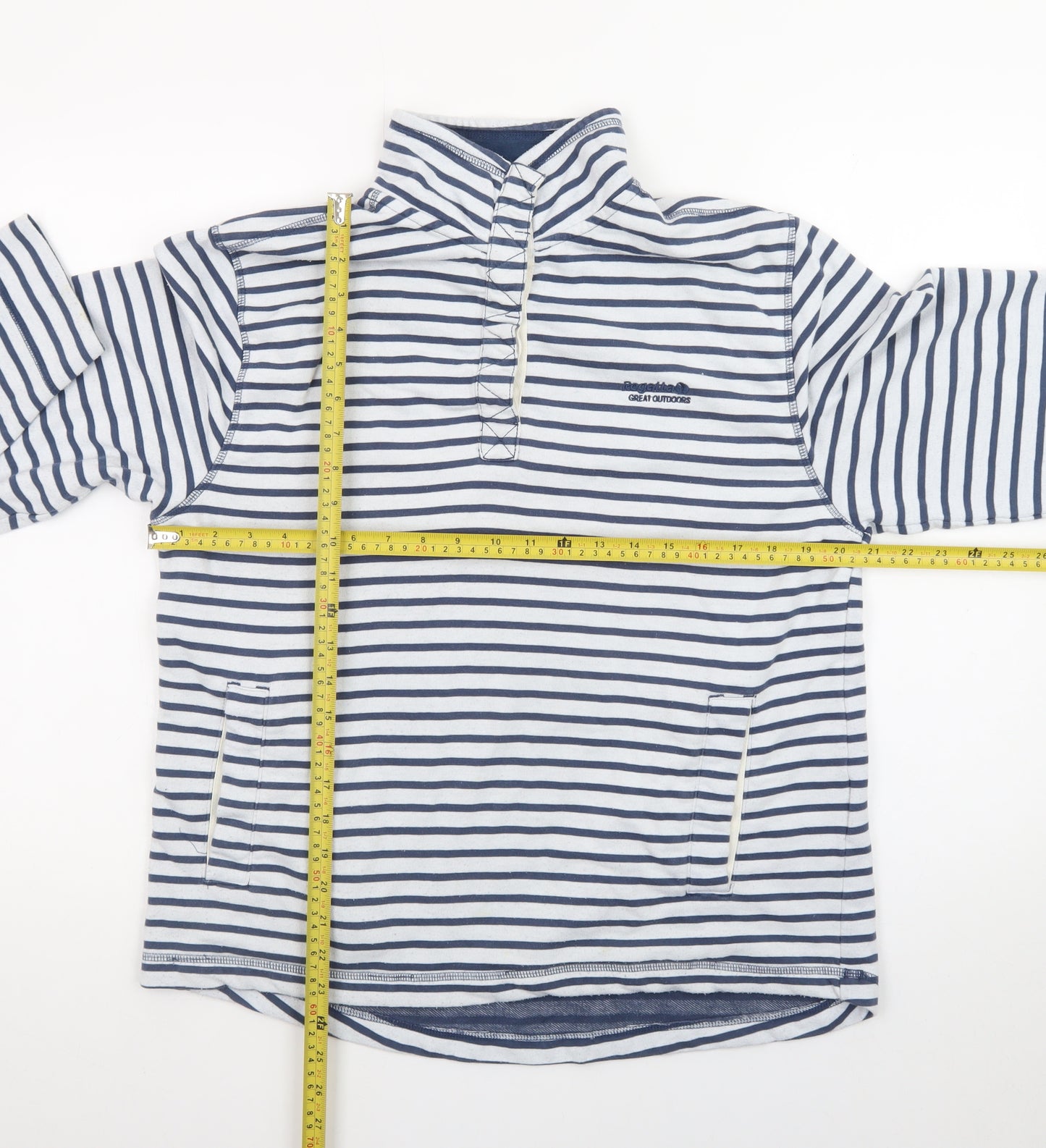 Regatta Women Blue White Stripe 1/4 Zip Pullover Sweatshirt UK 16
