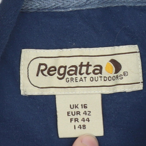 Regatta Women Blue White Stripe 1/4 Zip Pullover Sweatshirt UK 16