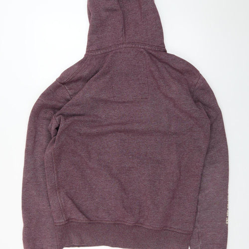 Superdry Men's Purple Full Zip Hoodie Size M Athletic Logo Design