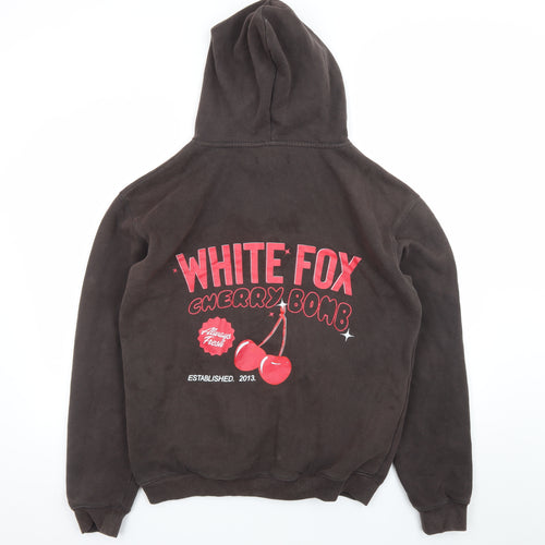 White Fox Women Black Cherry Bomb Pullover Hoodie S/M Cotton Blend
