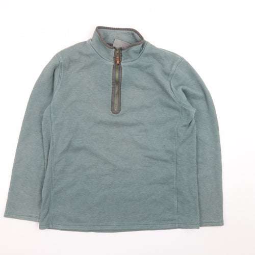 Mountain Warehouse Men’s Green 1/4 Zip Fleece Pullover Sweatshirt L