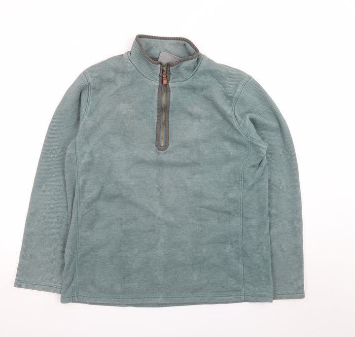 Mountain Warehouse Men’s Green 1/4 Zip Fleece Pullover Sweatshirt L