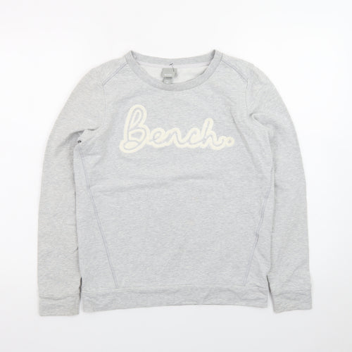 Bench Womens Grey XS Pullover Sweatshirt with Logo Front
