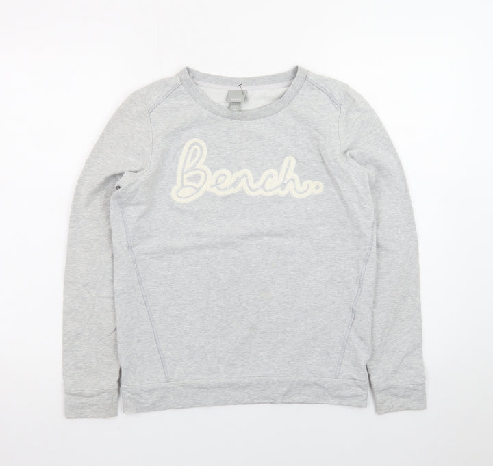 Bench Womens Grey XS Pullover Sweatshirt with Logo Front