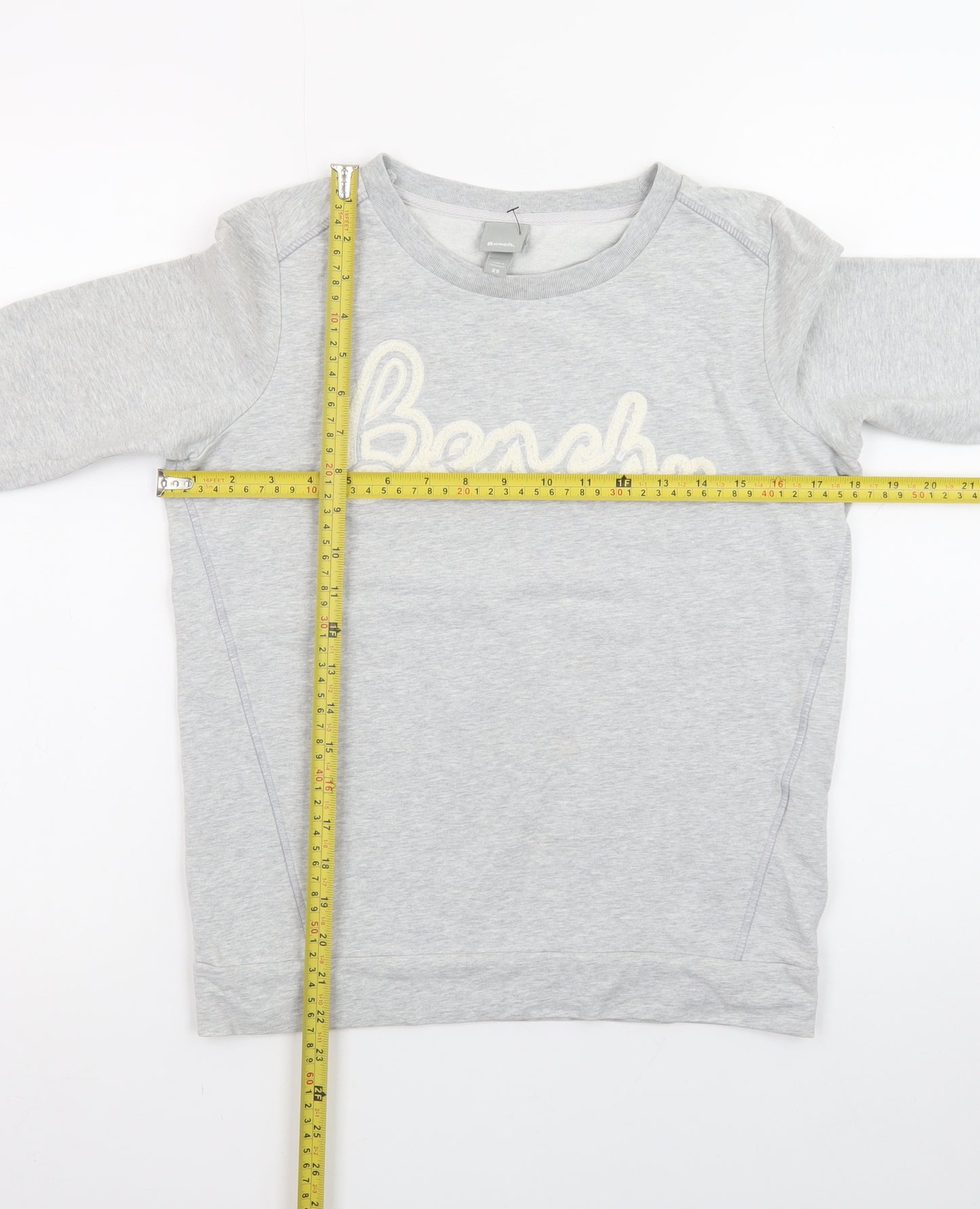 Bench Womens Grey XS Pullover Sweatshirt with Logo Front