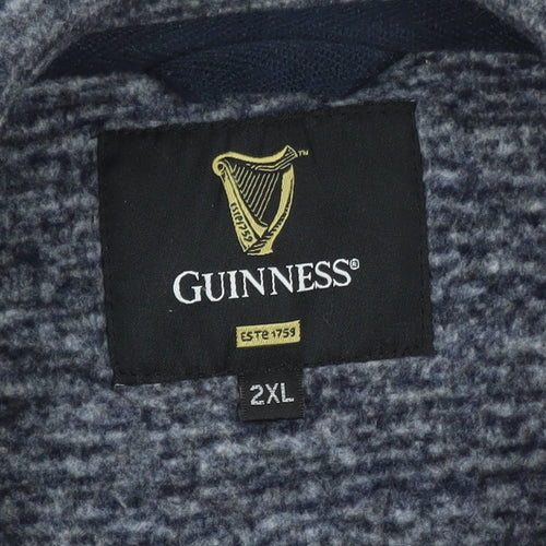 Guinness Men's Blue 2XL Full Zip Fleece Sweatshirt
