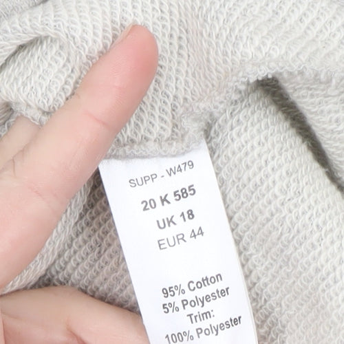 Kaleidoscope Women Grey Beaded Collar Cotton Knit Jumper UK 18