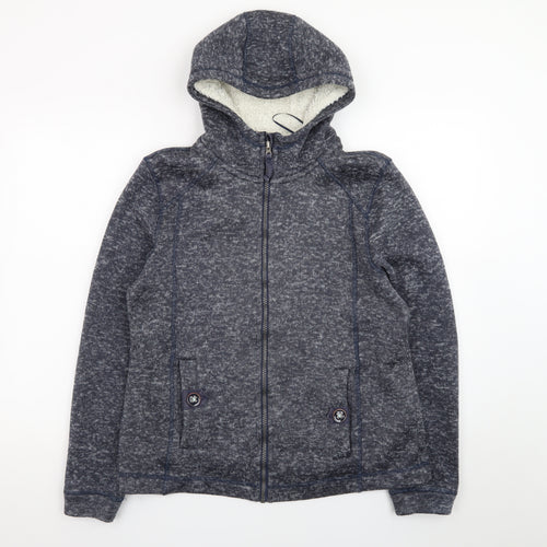 Tu Women Blue Full Zip Hooded Sweatshirt Size 16 Fleece Lined