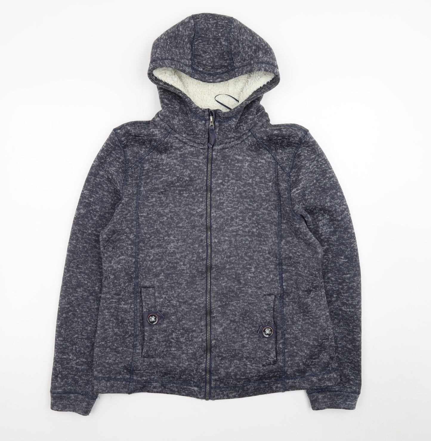 Tu Women Blue Full Zip Hooded Sweatshirt Size 16 Fleece Lined