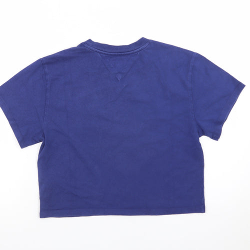 Tommy Jeans Women's Blue Cropped T-Shirt XS Crew Neck