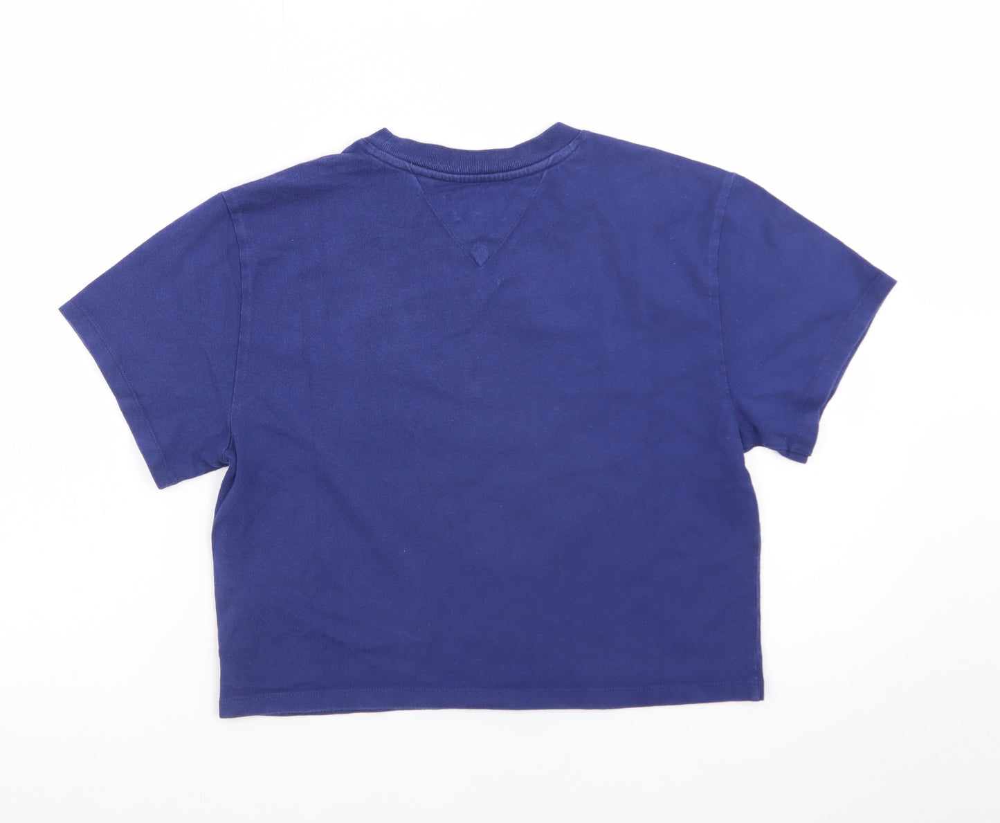 Tommy Jeans Women's Blue Cropped T-Shirt XS Crew Neck