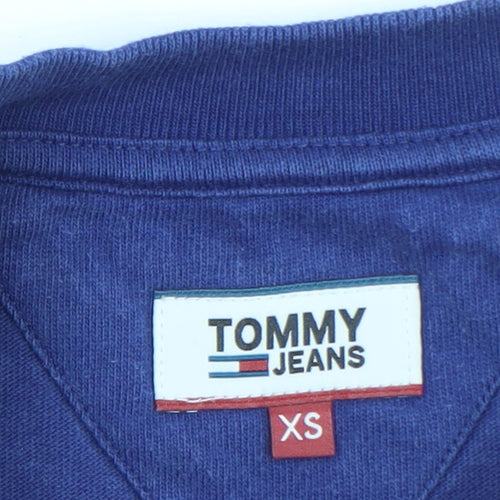 Tommy Jeans Women's Blue Cropped T-Shirt XS Crew Neck