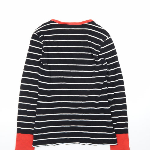 Long Tall Sally Womens Black Striped Long Sleeve Cotton T-Shirt Size S