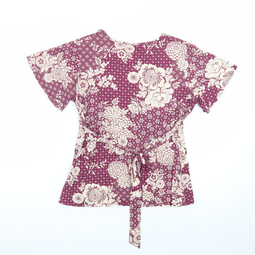 Marks and Spencer Women’s Purple Floral Wrap Blouse Size 14 Petite