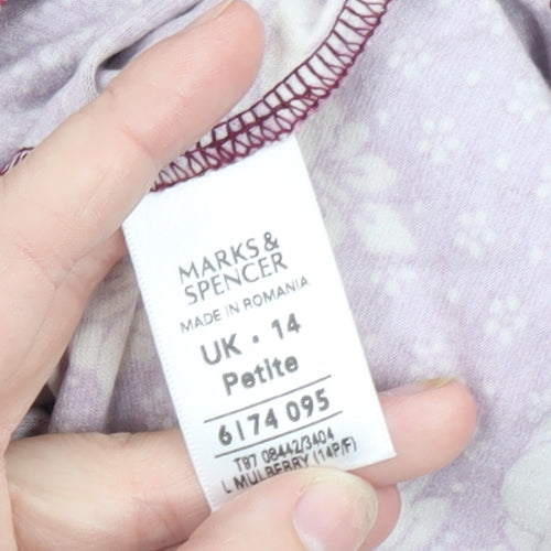 Marks and Spencer Women’s Purple Floral Wrap Blouse Size 14 Petite