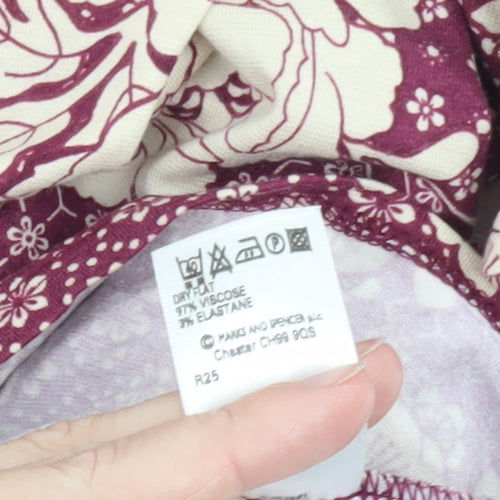 Marks and Spencer Women’s Purple Floral Wrap Blouse Size 14 Petite