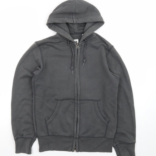 Uniqlo Men Grey Full Zip Hoodie Size S Regular Fit Cotton Blend