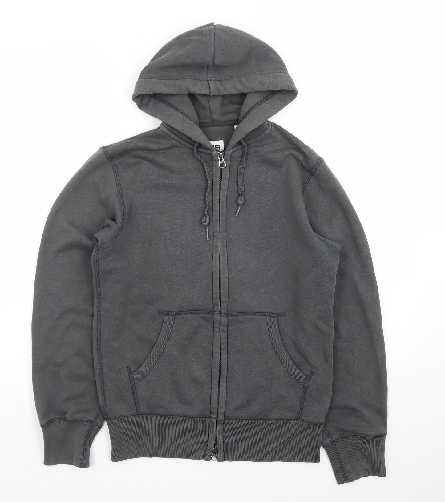 Uniqlo Men Grey Full Zip Hoodie Size S Regular Fit Cotton Blend