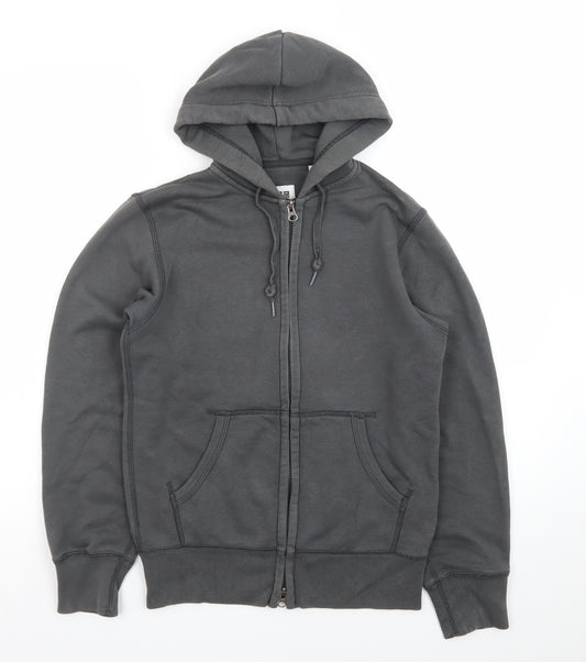 Uniqlo Men Grey Full Zip Hoodie Size S Regular Fit Cotton Blend