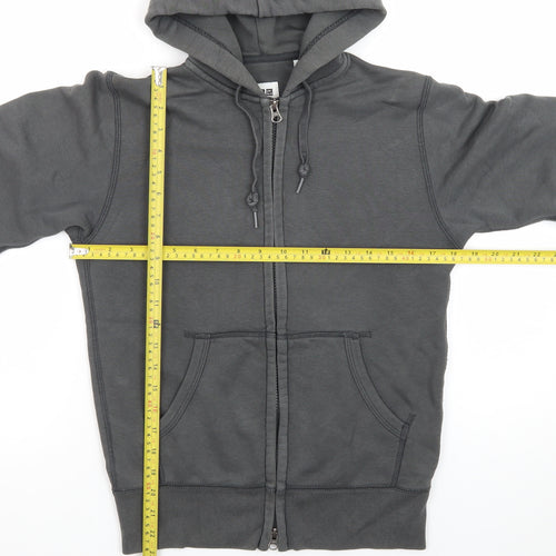 Uniqlo Men Grey Full Zip Hoodie Size S Regular Fit Cotton Blend