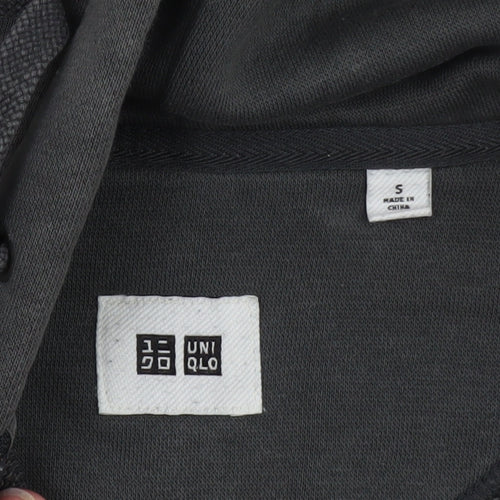 Uniqlo Men Grey Full Zip Hoodie Size S Regular Fit Cotton Blend