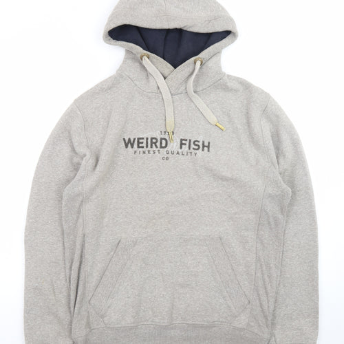 Weird Fish Mens Grey Pullover Hoodie Medium Hooded Sweatshirt