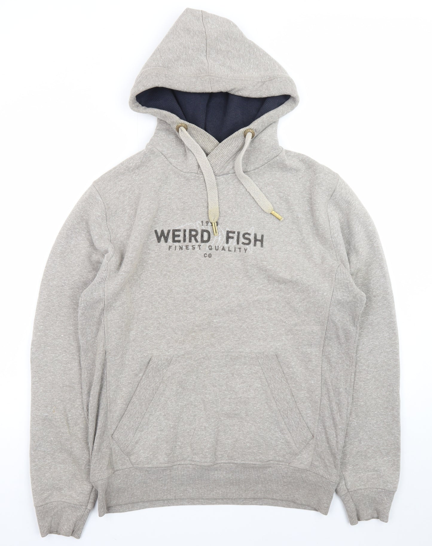 Weird Fish Mens Grey Pullover Hoodie Medium Hooded Sweatshirt