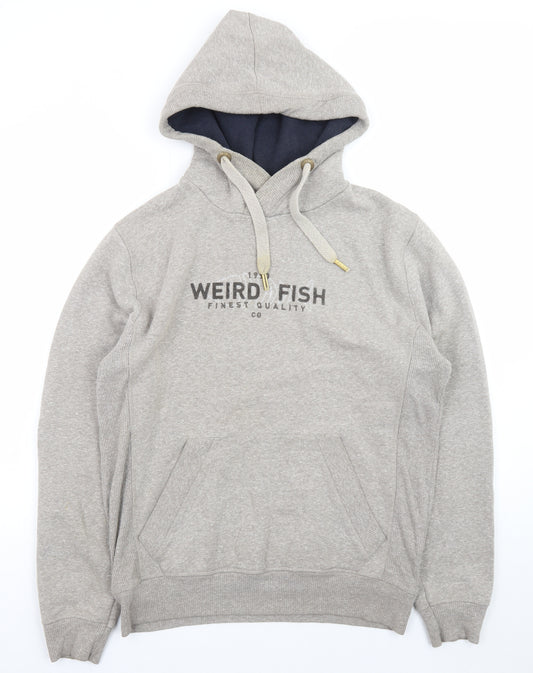 Weird Fish Mens Grey Pullover Hoodie Medium Hooded Sweatshirt