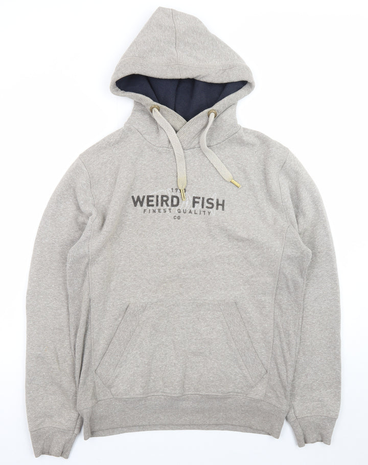Weird Fish Mens Grey Pullover Hoodie Medium Hooded Sweatshirt